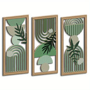 Kit com 3 Quadros de Parede em Madeira Estilo Boho – Arte Botânica