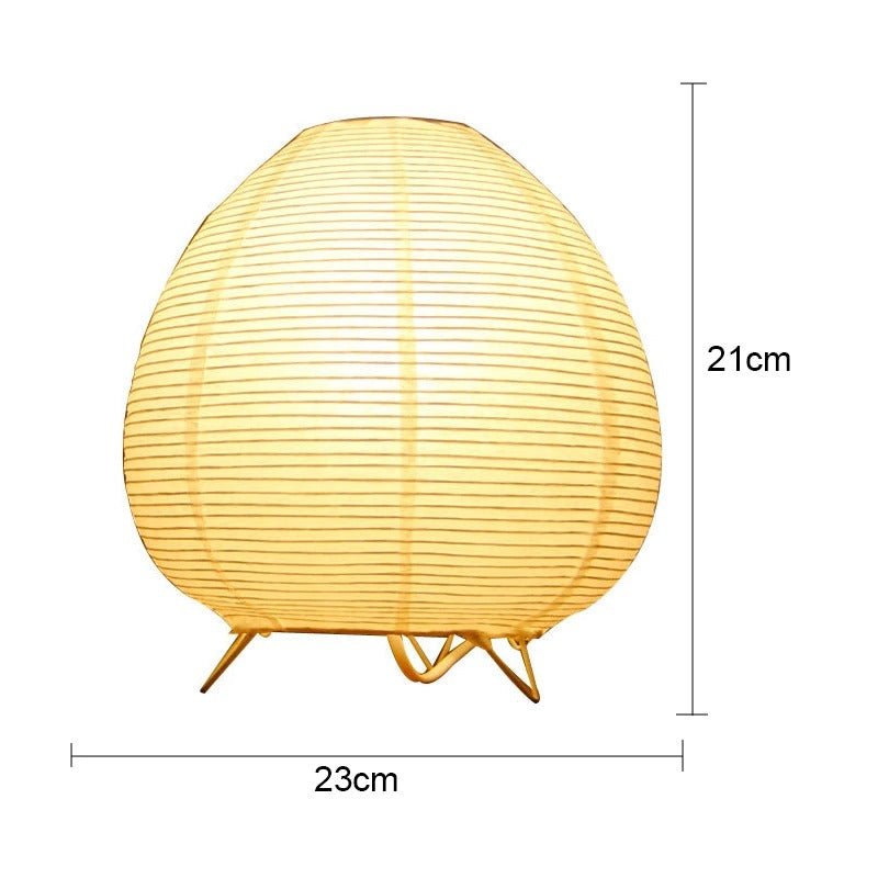 Luminária de Mesa LED Estilo Wabi Sabi – Abajur de Papel Arroz com Base em Bambu